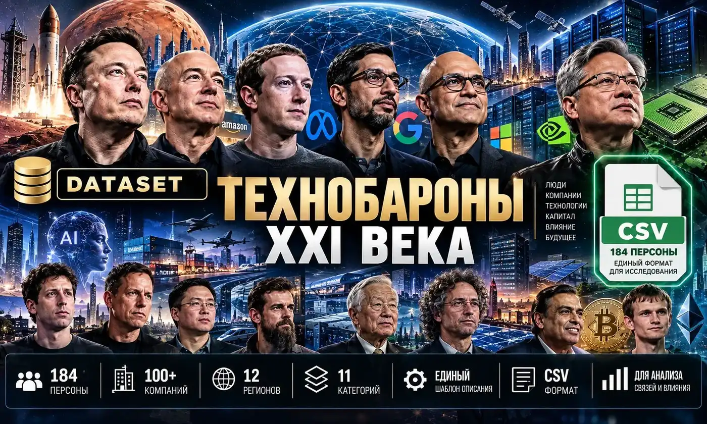Технобароны XXI века: датасет 184 персон технологической элиты