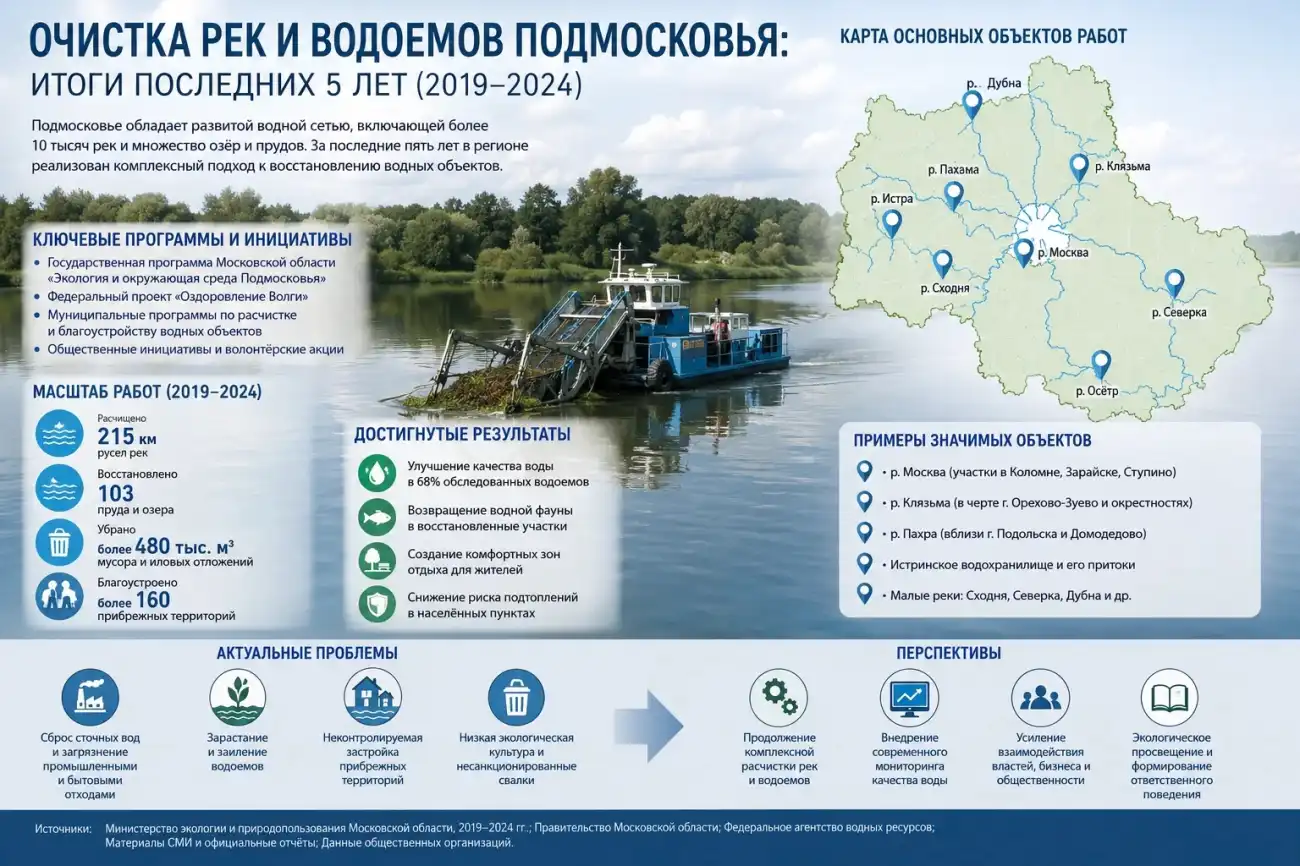 Очиcтка рек и водоёмов Московской области