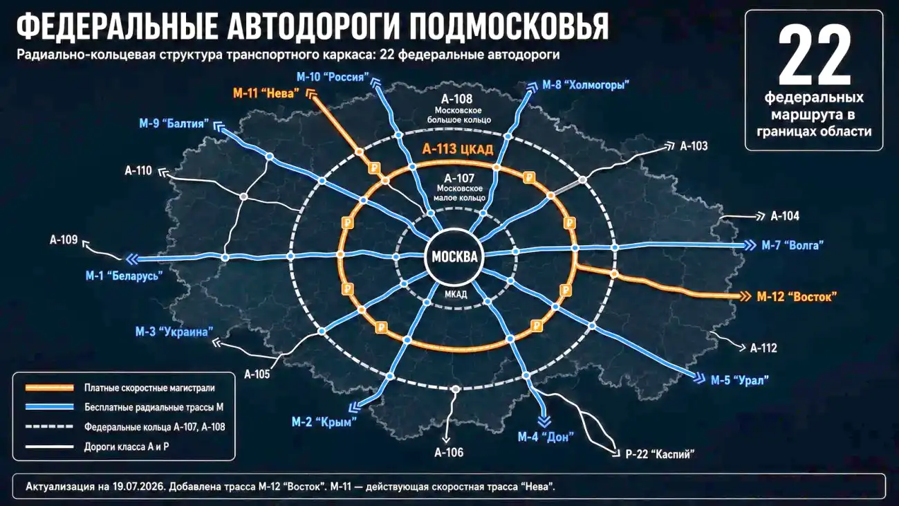 Автодороги федерального значения в Подмосковье