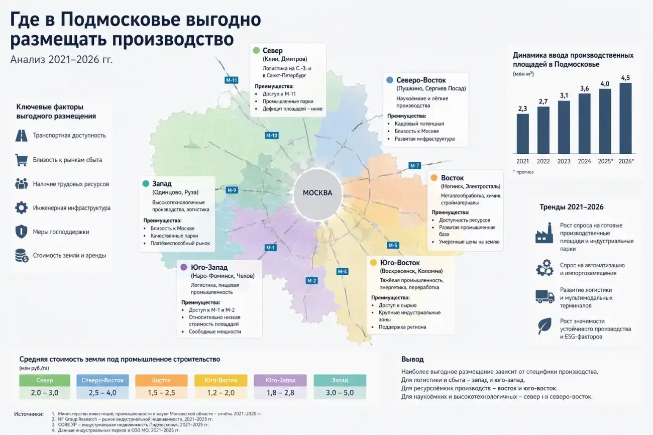 Где в Подмосковье выгодно размещать производство